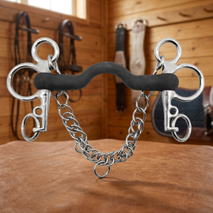 NUEVO BIT DE CAUZCO RÍGIDO PARA CABALLO CON MANDIBULA DE GOMA, BIT DE ACERO FLEXIBLE / BIT DE CAUZCO RÍGIDO PARA CABALLO CON MANDIBULA DE GOMA, BIT DE CAUZCO ACANALADO PEHLAM CON MEJILLAS COMPLETAS, BITES DE CAUZCO CON MEJILLAS COLGANTES - Product Image 3