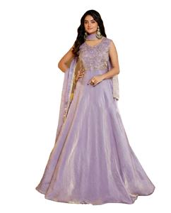 ชุดคุर्ติผ้าไหมแบบดั้งเดิมสำหรับผู้หญิง ยาวคลุมเท้า สำหรับงานปาร์ตี้ดิวาลี Aqua Raas พร้อมคุณสมบัติแห้งเร็ว - Product Image 1