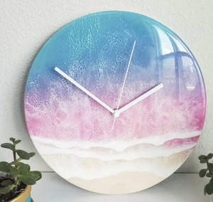 Newest Epoxy resin Wall <b>Clock</b> Coastal Scenic Design for living room decor Quartz <b>Silent</b> Living Room Decor - Product Image 2