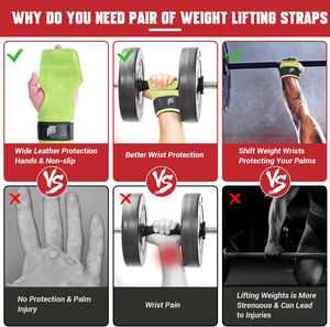 Pair of Cowhide Wrist Wraps Straps for Gym <b>Weight</b> Lifting Workouts Includes 1 Pair of Workout Wrist Strap for <b>Training</b> - Product Image 3