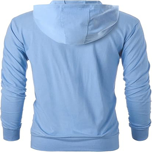 Chaqueta Acolchada con Capucha para Hombre, Color Azul Claro, Cierre de Cremallera, Secado Rápido, Corte Ajustado Informal, Ropa de Invierno, Material de Poliéster, Largo Regular - Product Image 2