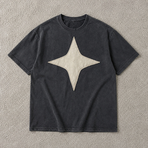Custom Logo Men's <b>Vintage</b> Wash Black Streetwear T-Shirt Heavyweight Cotton Boxy <b>Tee</b> Applique High Street Print Wholesale <b>Tees</b> - Product Image 6