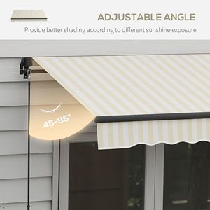 Tenda Parasole Retrattile 2,4m x 2m (8FT x 6.5FT) con Telaio in Alluminio e Telo in Polietilene 280gsm Resistente ai Raggi UV, Colore Beige Bianco, per Terrazze, Balconi e Giardini - Product Image 5