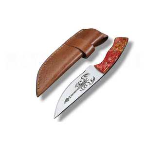 Handmade High Carbon Steel <b>Etching</b> Art Knife with Resin Handle & Leather Sheath Wholesale OEM Fixed Blade Outdoor Knife - Product Image 1