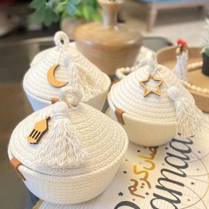 Nueva Colección de Cestas de Regalo de Algodón Hechas a Mano, Caja de Regalo para Ramadán con Detalle de Flecos, Diseño Personalizado - Product Image 4