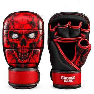 Gants de MMA en cuir véritable, style tendance, protection des mains, sangle de poignet réglable à boucle et crochets, arts martiaux, boxe - Product Image 1