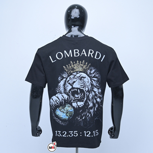 T-shirt en jersey de coton noir pour homme de qualité supérieure, à manches courtes, col rond, coupe classique, logo imprimé, style décontracté, avec options OEM/ODM - Product Image 2