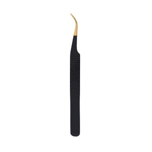 Pinces à cils de précision plaquées or, pointe noire lisse, outils pour extensions de cils volume par KKZ avec logo et emballage personnalisés - Product Image 4