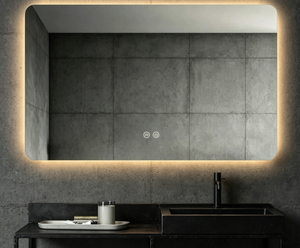 Minimalist Rectangular Glass LED Bathroom Mirror <b>with</b> Touch <b>Switch</b> <b>Wall</b>-Mounted Aluminum Frame Adjustable <b>Lighting</b> Eco-Friendly - Product Image 5