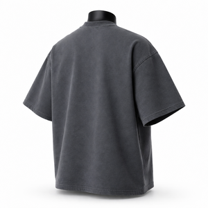 Camiseta de manga corta para hombre, corte holgado, 220G, de algodón puro lavado, jersey de gramaje pesado, estilo doble corto y ancho, con efecto abullonado, estilo urbano vintage - Product Image 3