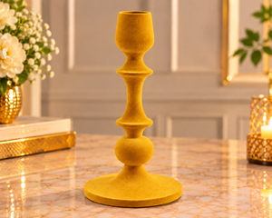 Porte-bougie en fer artisanal écologique sans flamme, floqué jaune, pour la décoration de la maison, de la table à manger, les mariages, Noël - Product Image 2