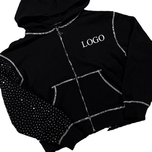 Sudadera con Capucha Decorada con Pedrería para Hombre y Mujer, Sudadera Holgada Moderna con Detalles Brillantes - Product Image 5