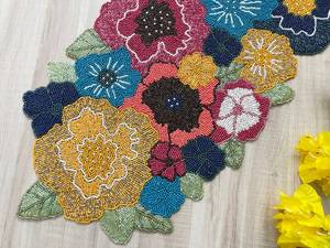 Handmade Floral <b>Table</b> <b>Runner</b> Irregular Shape Fabric Bohemian Design Multicolor Embroidered Mats & Pads - Product Image 3