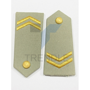 Épaulettes en fil de broderie doré vert olive de style albanais avec insignes de grade en chevron doré pour uniforme - Product Image 2