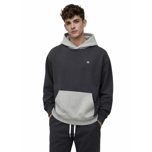 Trendy Contrast Panel Hoodies Oversized Cotton Fleece Streetwear Dual Tone <b>Pullover</b> Custom Logo Low MOQ Bulk Supplier - Product Image 1