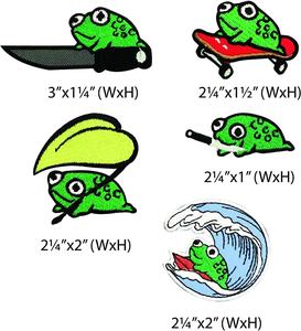 Patch brodé en chenille pour skateboard, forme irrégulière verte et rouge, en feutre non tissé, écologique, à coudre, idéal pour les cadeaux - Product Image 2