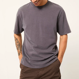 Camiseta de hombre vintage lavada, de corte holgado, hombros caídos, oversize, casual, cuello redondo, de algodón suave, transpirable, estilo urbano, manga corta - Product Image 1