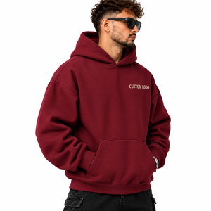 Sweat-shirt à capuche surdimensionné pour homme de haute qualité, 100% coton, molleton épais, impression au dos, logo personnalisé, couleur unie, streetwear - Product Image 4