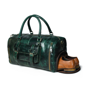 Bolsa de Viaje de Cuero Genuino de Gran Capacidad con Cierre para Viajes al Aire Libre - Product Image 1