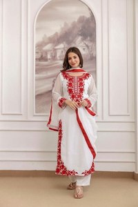 TENNECY Designer Heavy Faux Georgette <b>Top</b> Plazzo Dupatta Set <b>Wedding</b> Party Wear Heavy Embroidery Stretchable Reversible - Product Image 4