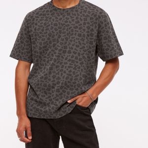 T-shirt personnalisé en gros pour hommes, imprimé léopard, décontracté, coupe oversize, col rond, manches courtes, streetwear, coton, qualité supérieure - Product Image 3