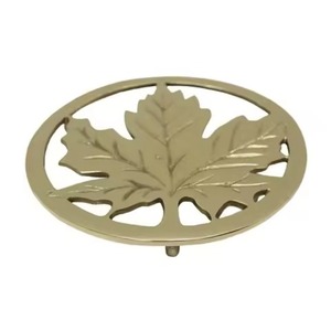 Antique Brass Finish Abstract Floral Spiral Footed Metal <b>Trivet</b> Luxury Scroll Hot Pad Vintage Dining Tableware Protector - Product Image 2
