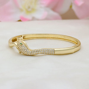 Wholesale 925 Sterling Silver Gold Plated Cubic Zircon Cuff <b>Bangle</b> <b>Bracelet</b> For Women Luxury Snake Shape Party Gift - Product Image 3