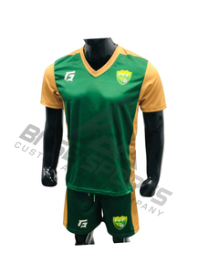 เสื้อฟุตบอลชายแบบแห้งเร็ว คอวี แขนสั้น ติดกระดุม ผลิตตามสั่ง พิมพ์ลายได้ ขายดี ผลิตจากโพลีเอสเตอร์ 100% - Product Image 1