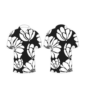 Men’s Black <b>White</b> Large Floral Print <b>Polo</b> Shirt Casual Short Sleeve Summer Collared Fashion Golf T Shirt - Product Image 3