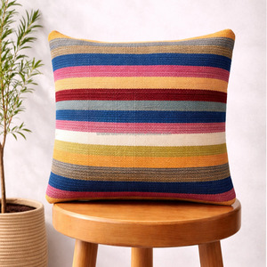 Warm Toned Woven Cushion <b>Cover</b> Decorative Striped Lightweight Washable Pillow <b>Cover</b> ON Cheap Price Woven Pillowcase - Product Image 6