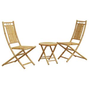 Conjunto de Bistro de Bambú Natural de 3 Piezas, Muebles Plegables para Patio - Product Image 2
