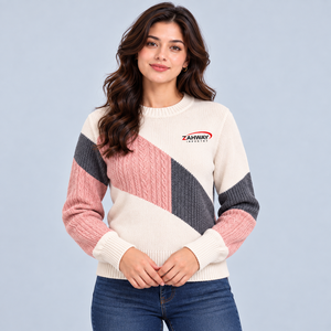 Nouveau pull pour femme en tissu tricoté doux au toucher, coupe confortable, design chaud, poignets et ourlet côtelés pour les activités décontractées d'hiver - Product Image 1