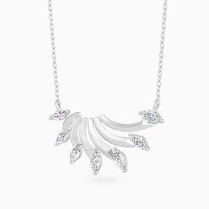 Women's 925 <b>Silver</b> Rhodium Plated Marquise Diamond Pendant Necklace Minimalist Flower Design <b>Box</b> <b>Chain</b> Everyday Wear - Product Image 3