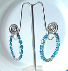 A R Creation NEO-01 Pendientes colgantes ovalados de apatita neón de 5x3 mm, plata de ley 925, joyería elegante y de lujo para el día a día - Product Image 2