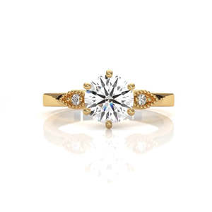 Anillo de Plata Fina con Diamante Moissanita de Seis Puntas, Estilo Antiguo, Regalo de Aniversario de Bodas para Mujer - Product Image 5