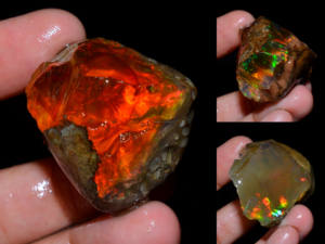 Lot de 3 pièces d'opale éthiopienne brute de qualité supérieure, 100% naturelle, huileuse, pour la création de bijoux - Product Image 2