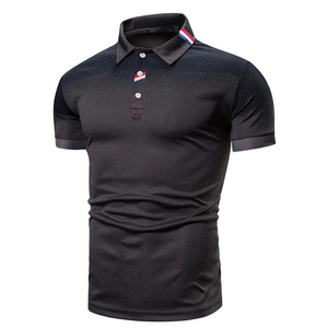 Camiseta de Manga Corta para Hombre, con Cuello en Contraste, Bolsillo en el Pecho, Cierre de Botones, Estilo Casual para Golf, Logotipo Frontal, Antiarrugas, 100% Algodón - Product Image 1