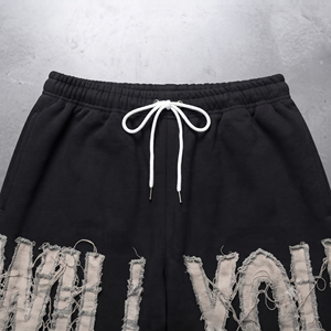 Pantalon de jogging en molleton pour homme, style streetwear hiver, avec broderie effet usé, taille à cordon de serrage et coupe large - Product Image 4