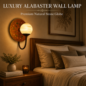Modern Plant Pattern Alabaster Globe Wall Lamp Luxury Natural Stone LED Wall <b>Sconce</b> Decorative <b>Lighting</b> Fixture for Home Bedroom - Product Image 3
