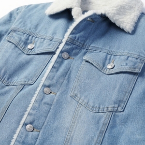 Veste en jean pour homme, doublée de fausse fourrure, col rabattu, épaisse, pour l'hiver, décontractée, coupe classique, simple boutonnage - Product Image 5
