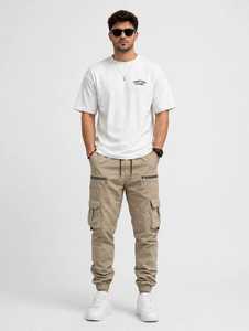 ONETEN APPAREL <b>Men</b> <b>White</b> <b>Short</b> <b>Sleeve</b> T <b>Shirt</b> Casual Regular Fit O Neck Letter Logo Tee - Product Image 4