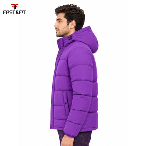 Veste matelassée légère et écologique de haute qualité, col montant, fermeture éclair, logo frontal, à capuche, prix abordable, en promotion - Product Image 3