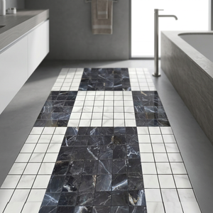 Qualité d'exportation Prix bon marché Noir Blanc Dosseret Porcelaine Irrégulière Haute brillance Mosaïque Carreaux de sol 15x15 10x10 - Product Image 5