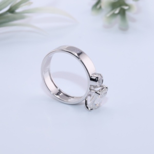 Luxury Solid White Gold <b>Mens</b> Lab Diamond <b>Ring</b> East West Emerald Cut Bezel Round Two Stone Band Fine Jewelry - Product Image 2