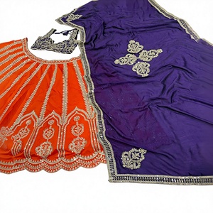 ชุดเลเฮนกาผ้าไหมดีไซน์เนอร์พรีเมียมสองสี พร้อมผ้าคลุมไหล่ สำหรับผู้หญิงอินเดียและปากีสถาน ชุดแต่งงานแบบดั้งเดิม ชุดงานดิวาลี ชุดงานเลี้ยง งานหนัก สำหรับขายส่ง - Product Image 3