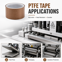 Ruban adhésif en téflon industriel durable à faible friction avec support en silicone, ruban adhésif en fibre de verre pour machines d'emballage
