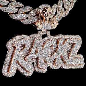 Rackz 18K <b>Gold</b> Plated IGI Certified Diamond <b>Pendant</b> Necklace Unisex Hiphop Style Brilliant Cut Natural Diamonds Everyday Wear - Product Image 3