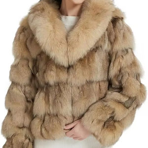 Manteau en fourrure de renard véritable pour femmes, fabriqué à la main en Mongolie, avec col en fourrure de renard, pour l'hiver, épais et chaud - Product Image 1