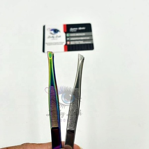 Pinzas de Cejas de Acero Inoxidable Sostenible de Alta Calidad, con Logotipo Personalizado, Nuevo Estilo Elegante, Punta Inclinada Multi-Plateada, Herramienta de Belleza - Product Image 2