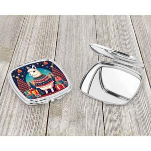 Miroir de maquillage de voyage décoratif de Noël Llama compact pour femmes et filles Poche pliante à main-Cadeau - Product Image 3